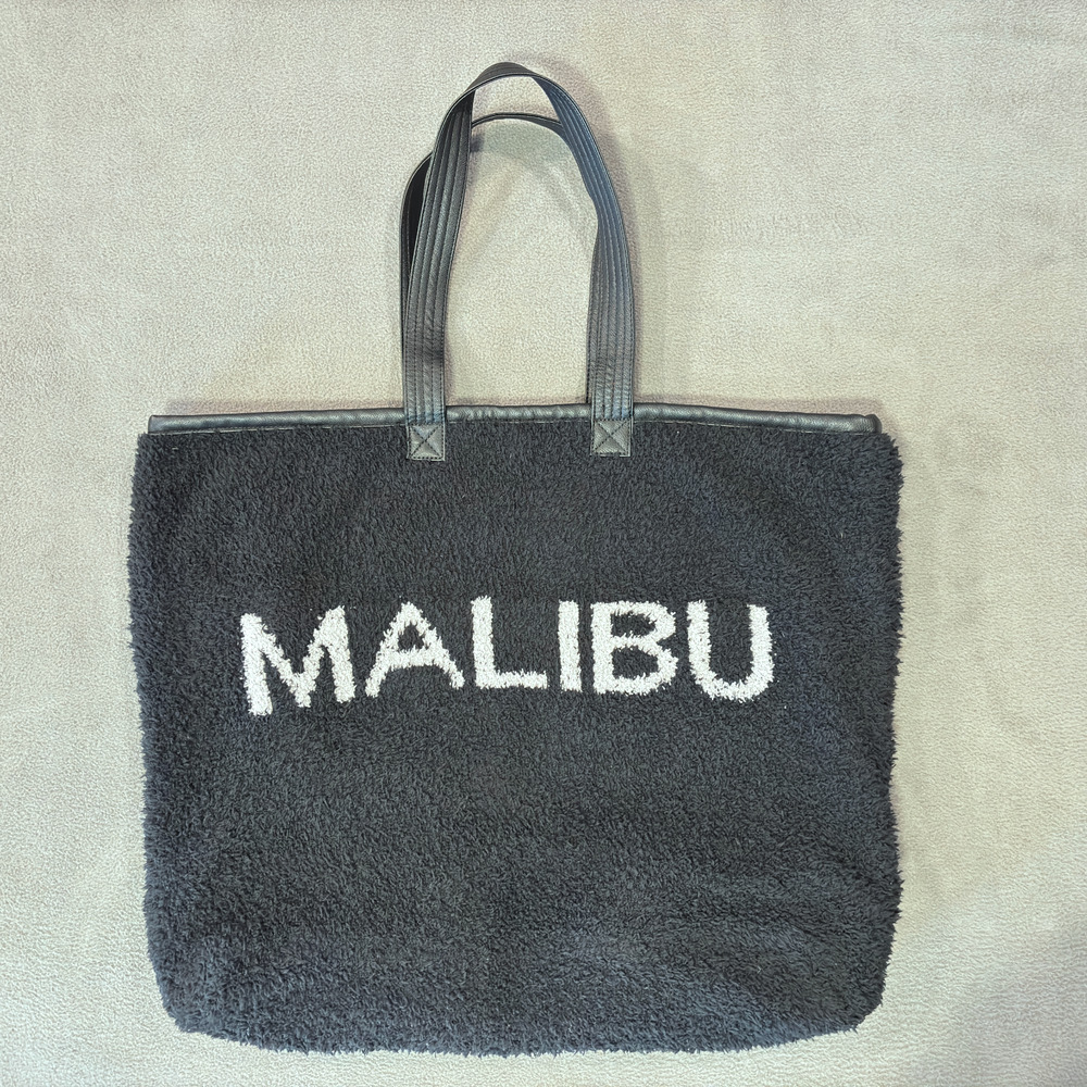 Barefoot Dreams Cozy Chic Knit Black Fuzzy Plush Tote Shoulder Bag